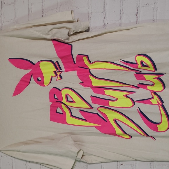 Playboy By Pacsun PB Surf Club Neon 80s Style Front Back Tee Tshirt Mens Size M - Picture 7 of 10